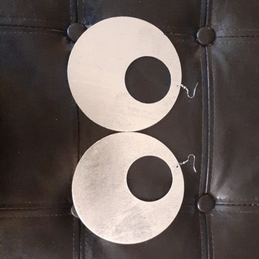 Silver Wooden Hoop earrings